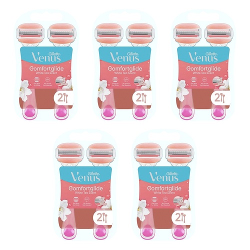 Gillette Venus Comfortglide White Tea Disposable Razor 2 Pack Bundle of 5