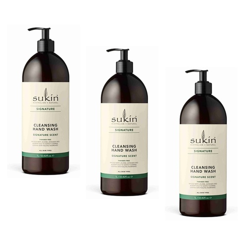 Sukin Cleansing Hand Wash Pump 1L Pack of 3