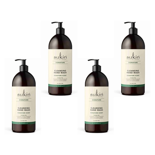 Sukin Cleansing Hand Wash Pump 1L Pack of 4