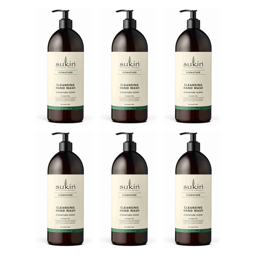 Sukin Cleansing Hand Wash Pump 1L Pack of 6