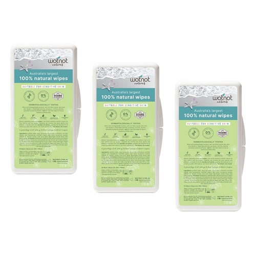 Wotnot Naturals 100% Natural Wipes Travel Hard Case 20 Pack Bundle of 3