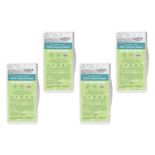 Wotnot Naturals 100% Natural Wipes Travel Hard Case 20 Pack Bundle of 4