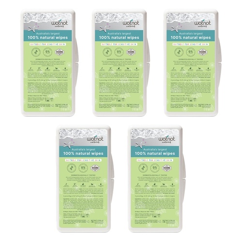 Wotnot Naturals 100% Natural Wipes Travel Hard Case 20 Pack Bundle of 5