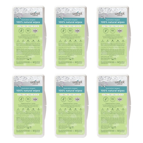 Wotnot Naturals 100% Natural Wipes Travel Hard Case 20 Pack Bundle of 6