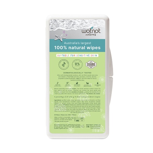 Wotnot Naturals 100% Natural Wipes Travel Hard Case 20 Pack