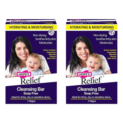 Hope's Relief Soap Free Cleansing Bar 110g Pack of 2