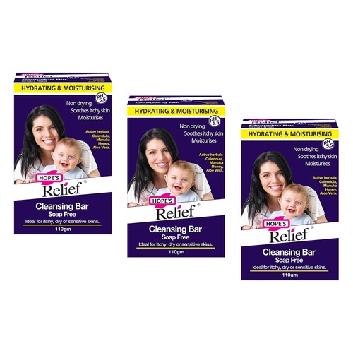 Hope's Relief Soap Free Cleansing Bar 110g Pack of 3