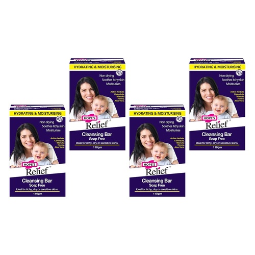 Hope's Relief Soap Free Cleansing Bar 110g Pack of 4