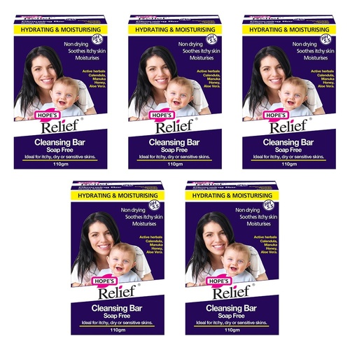 Hope's Relief Soap Free Cleansing Bar 110g Pack of 5