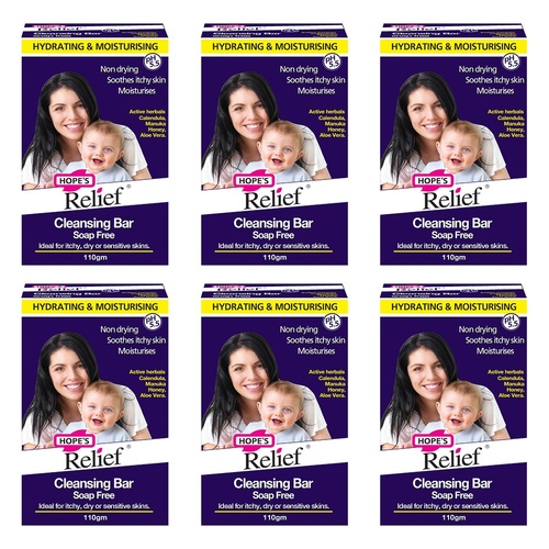 Hope's Relief Soap Free Cleansing Bar 110g Pack of 6