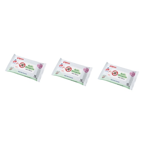 Pigeon Anti Mosquito Wipes 12 Pack Bundle of 3