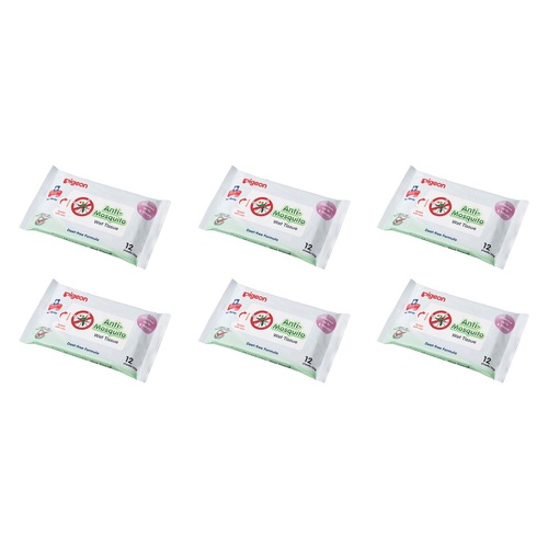 Pigeon Anti Mosquito Wipes 12 Pack Bundle of 6