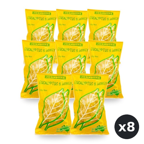 Johnsons Eucalyptus & Honey Drops 70g Pack of 8