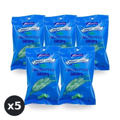 Johnsons Eucalyptus Drops Sugar Free 50g Pack of 5