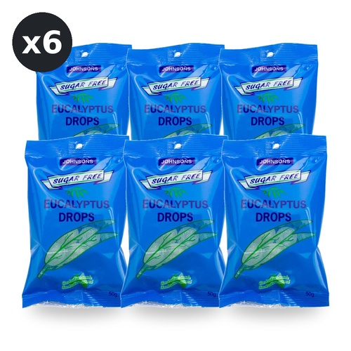 Johnsons Eucalyptus Drops Sugar Free 50g Pack of 6