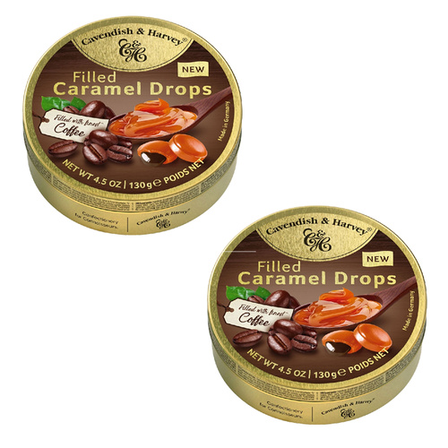 Cavendish & Harvey Caramel Coffee Drops 130g Tin Pack of 2