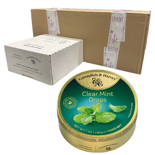 Cavendish and Harvey Clear Mint Drops 200g Tin Sweets Candy Lollies x 50