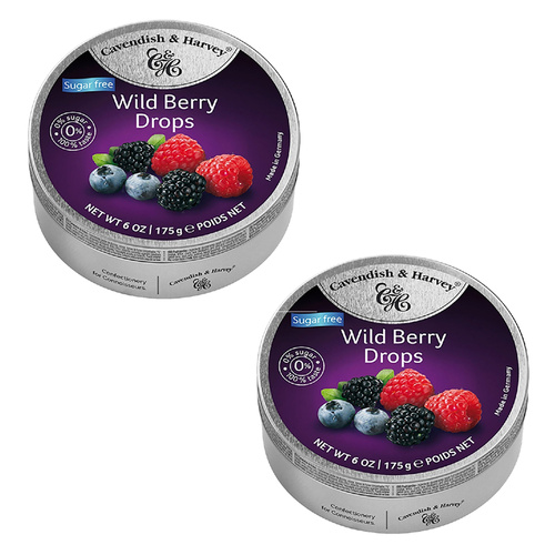 Cavendish & Harvey Sugar Free Wild Berry Tin Sweets 2 x 175g