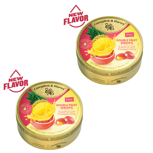 Cavendish & Harvey Double Fruit Drops Grapefruit Pineapple Filling 175g x2