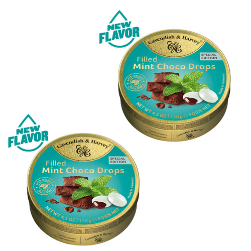 Cavendish & Harvey Filled Mint Choco Drops 130g x 2 Pack