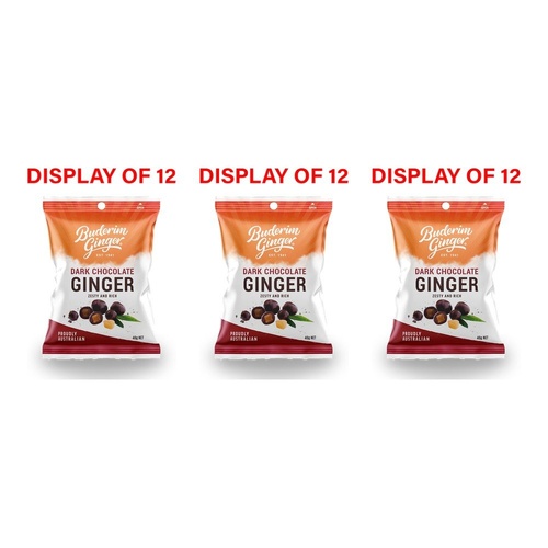 Buderim Ginger Dark Chocolate Ginger 40g Counter Display of 12 Bundle of 3