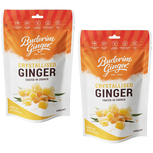 Buderim Ginger Crystallised Ginger 200g x2 Vegan Gluten Free Aussie Made