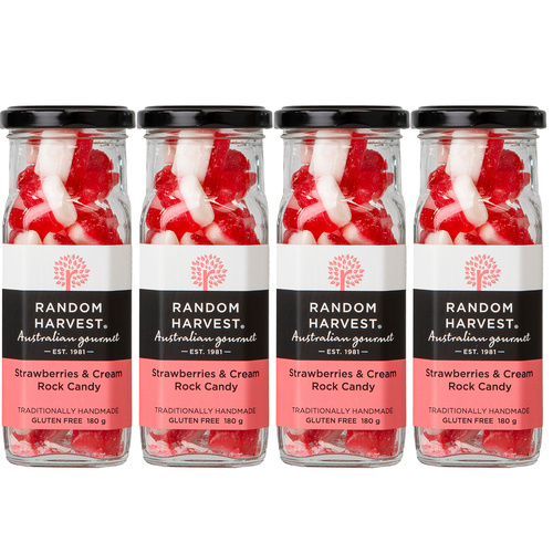 Random Harvest Strawberries and Cream Rock Candy 4 x 180g Gluten Free Jars