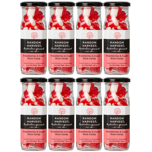 Random Harvest Strawberries and Cream Rock Candy 8 x 180g Gluten Free Jars