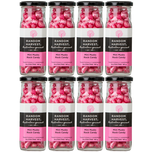 Random Harvest Mini Musk Rock Candy 8 x 180g Glass Jars Gluten Free Handmade Sweets