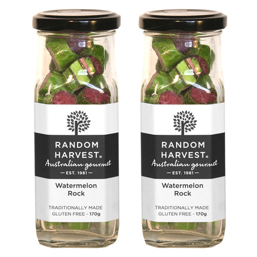 Random Harvest Watermelon Rock Candy 2 x 170g Glass Jars Gluten Free Vegan