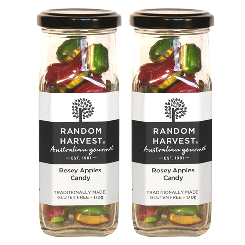 Random Harvest Rosey Apples Candy 2 x 170g Glass Jars Gluten Free Vegan