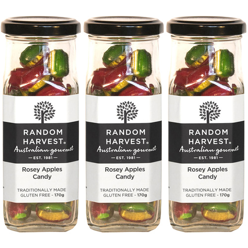 Random Harvest Rosey Apples Candy 3 x 170g Glass Jars Gluten Free