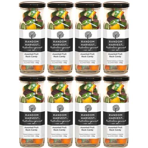 Random Harvest Assorted Fruit Rock Candy 8 x 170g Jars Gluten Free Vegan Sweets