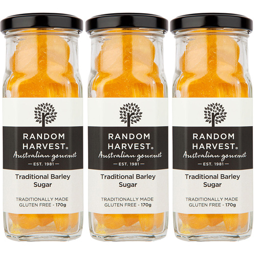 Random Harvest Traditional Barley Sugar Candy 3 x 170g Glass Jars Gluten Free