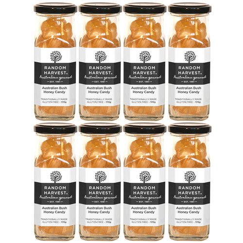 Random Harvest Bush Honey Rock Candy 8 x 170g Jars Gluten Free Vegan Friendly