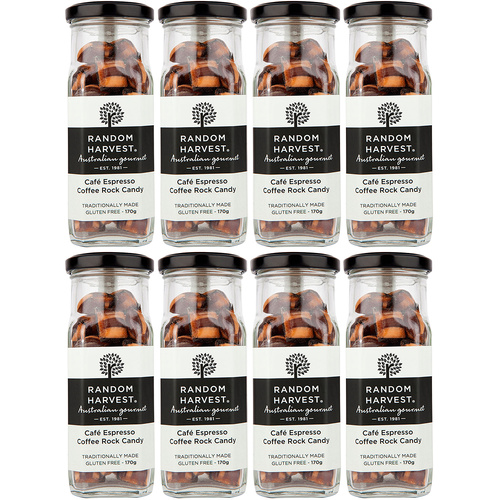 Random Harvest Cafe Espresso Rock Candy 8 x 170g Jars Gluten Free Vegan Friendly
