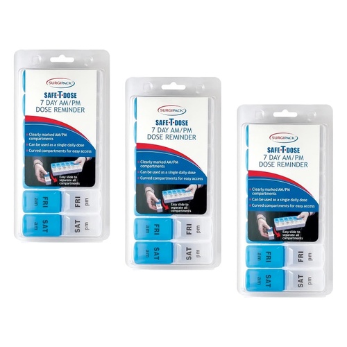 SurgiPack Safe-T-Dose 7 Day Am/Pm Organiser Pack of 3