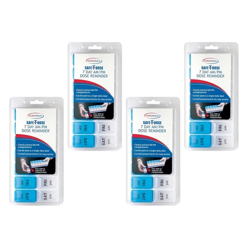 SurgiPack Safe-T-Dose 7 Day Am/Pm Organiser Pack of 4