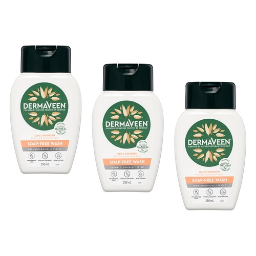 DermaVeen Daily Nourish Soap-Free Wash 250mL Pack of 3