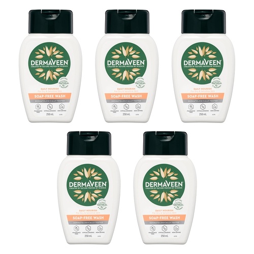 DermaVeen Daily Nourish Soap-Free Wash 250mL Pack of 5
