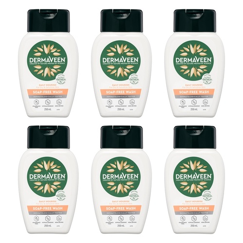 DermaVeen Daily Nourish Soap-Free Wash 250mL Pack of 6