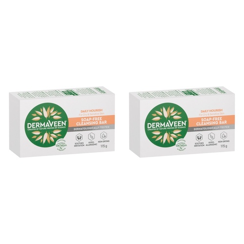 DermaVeen Daily Nourish Soap-Free Cleansing Bar 115g Pack of 2