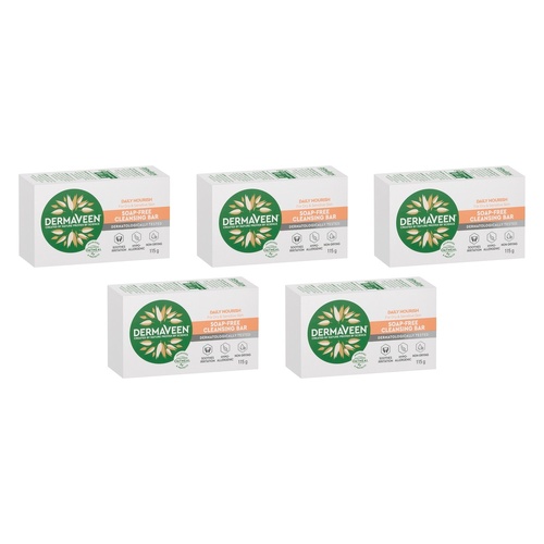 DermaVeen Daily Nourish Soap-Free Cleansing Bar 115g Pack of 5