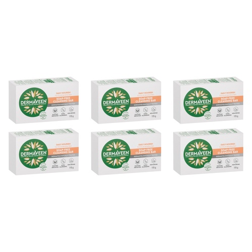 DermaVeen Daily Nourish Soap-Free Cleansing Bar 115g Pack of 6