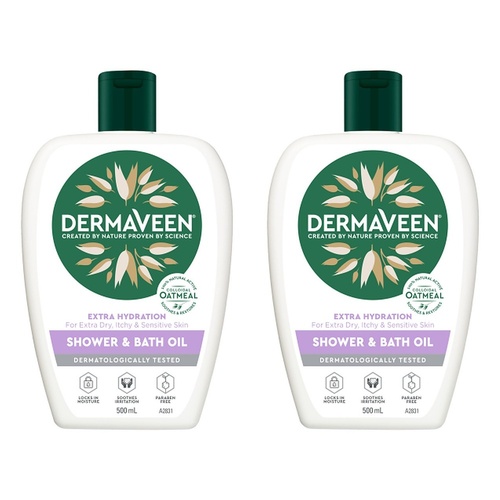 DermaVeen Shower and Bath Oil 500mL Pack of 2