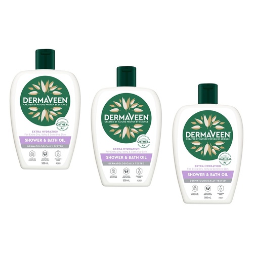 DermaVeen Shower and Bath Oil 500mL Pack of 3
