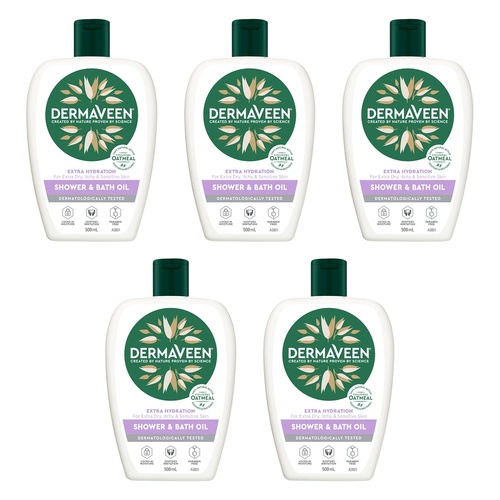 DermaVeen Shower and Bath Oil 500mL Pack of 5