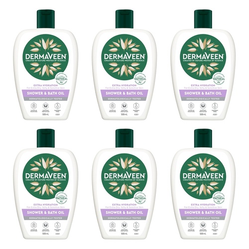 DermaVeen Shower and Bath Oil 500mL Pack of 6
