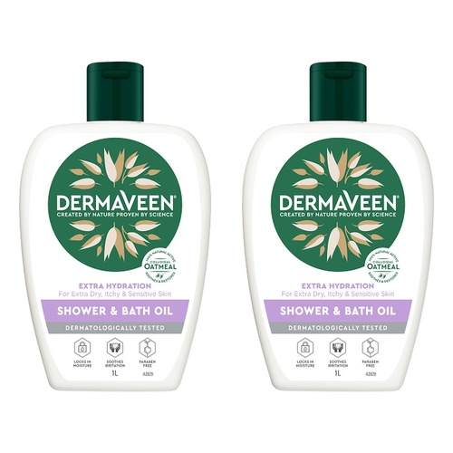 DermaVeen Extra Hydration Shower & Bath Oil for Dry, Itchy & Pack of 2