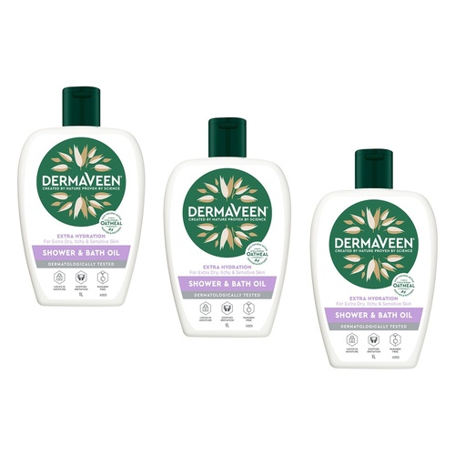 DermaVeen Extra Hydration Shower & Bath Oil for Dry, Itchy & Pack of 3